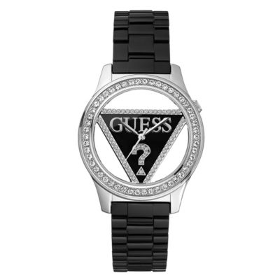 Guess Triangle Ladies' Stone Set Black Bracelet Watch - Product number 8480842