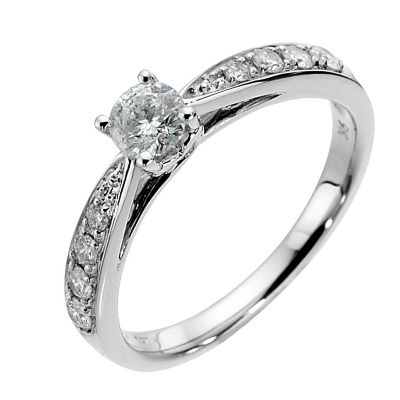 9ct white gold half carat diamond solitaire ring