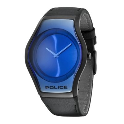 Police Men's Blue Dial Black Leather Strap Watch - Product number 8483418