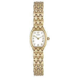 Rotary Ladies' Tonneau Dial Gold Plated Bracelet Watch
