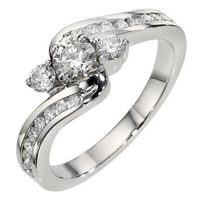 Platinum 1 carat 3 stone twist diamond ring