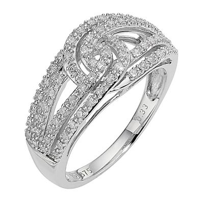 9ct white gold third carat diamond knot ring