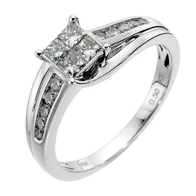 18ct white gold 1/2 carat diamond cluster ring