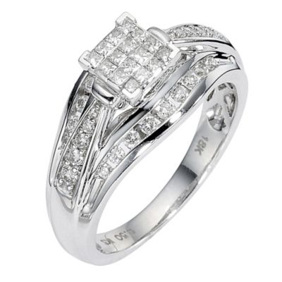 18ct white gold half carat diamond bridal ring set