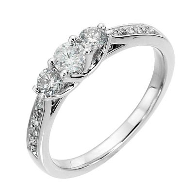 Platinum 1/2 carat diamond trilogy ring
