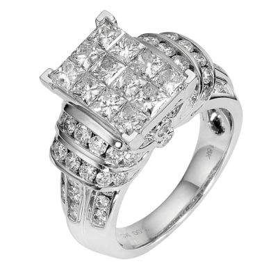 18ct white gold three carat princess cut diamond ring