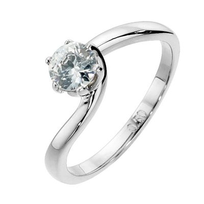 9ct white gold half carat diamond 6 claw solitaire - Product number 8490147