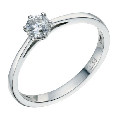 Platinum 1/3 carat 6 claw diamond solitaire ring