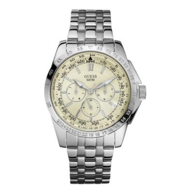Guess Men's Cream Multi Dial Stainless Steel Bracelet Watch - Product number 8491550