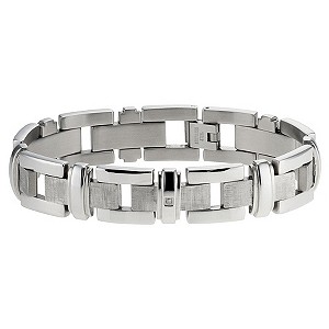 Stainless Steel & Diamond Link Bracelet