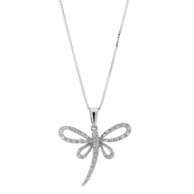 Silver cubic zirconia dragonfly pendant - Product number 8492816