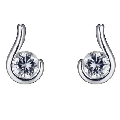 De Montfort sterling silver cubic zirconia swirl studs - Product number 8492859