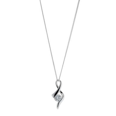 9ct white gold cubic zirconia solitaire loop pendant - Product number 8493936