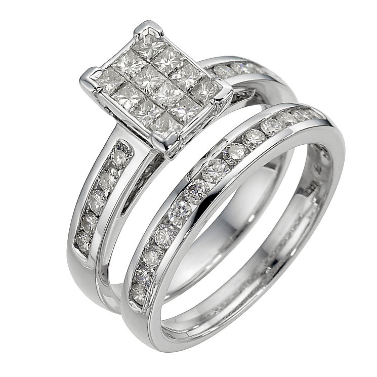 ... white gold one carat diamond bridal ring set - Product number 8494819