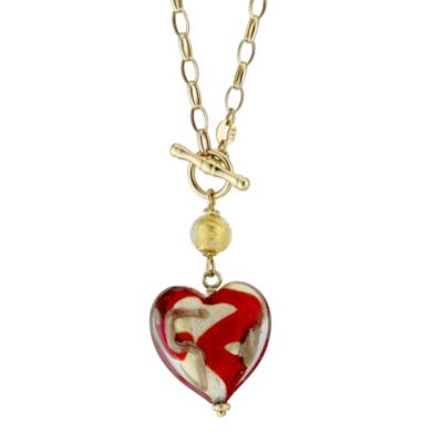 9ct yellow gold chain murano heart necklace