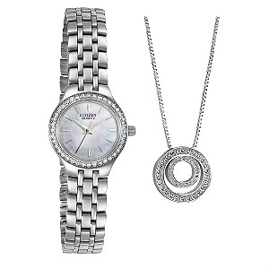Citizen Ladies' Mother Of Pearl Stone Set Bracelet Watch