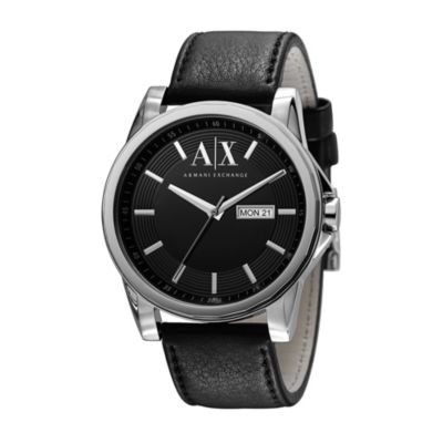 Armani Exchange Men's Black Dial Black Leather Strap Watch - Product number 8495912