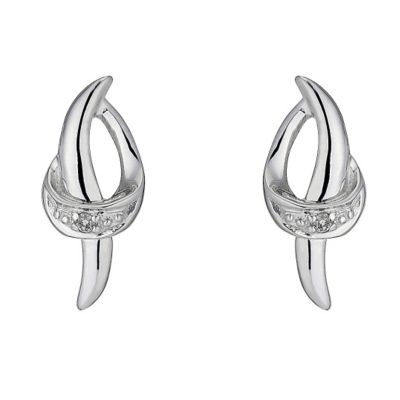 9ct white gold diamond set knot earrings - Product number 8496765
