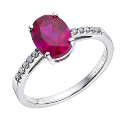 9ct white gold ruby/diamond ring