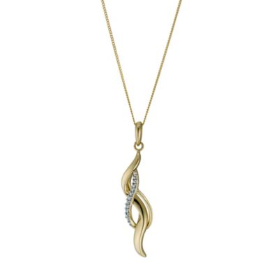 9ct yellow gold diamond twist pendant - Product number 8500223
