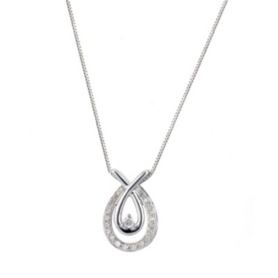 Love's Embrace 9ct white gold diamond set open heart pendant - Product number 8500258
