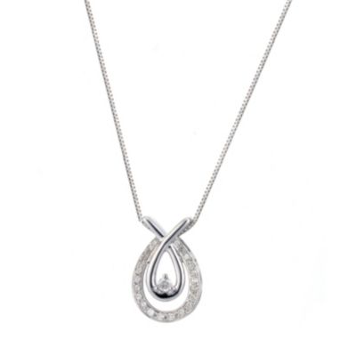 Love's Embrace 9ct white gold diamond pave teardrop pendant - Product number 8500282