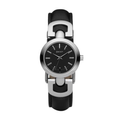 DKNY Ladies' Black Dial Black Leather Strap Watch - Product number 8501890