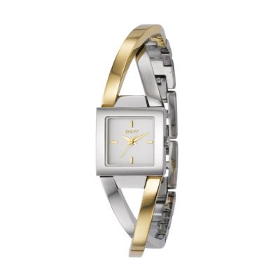 DKNY Ladies' Square Dial Two Colour Twist Bracelet Watch - Product number 8501998