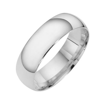 9ct white gold extra heavy court ring 6mm