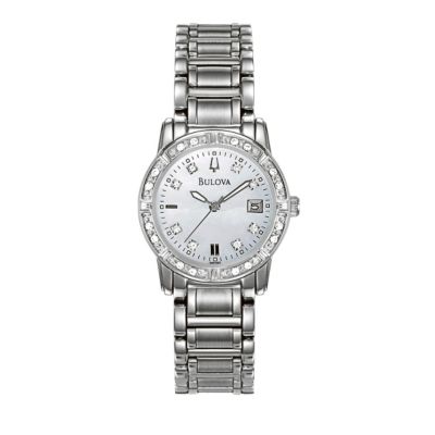 Bulova Ladies' Diamond Dial Stainless Steel Bracelet Watch