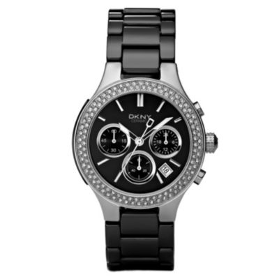 DKNY ladies' stainless steel and black ceramic chronograph - Product number 8510660