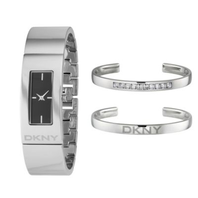 DKNY ladies' black dial bracelet watch and two bangle set - Product number 8510911