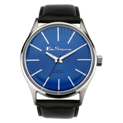 Ben Sherman Men's Round Blue Dial Black Leather Strap Watch - Product number 8511381