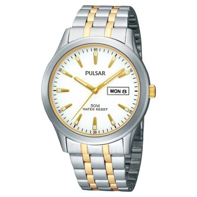 Pulsar Mens Two Colour Stainless Steel Bracelet Watch