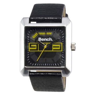 Bench Men's Square Black Dial Leather Strap Watch - Product number 8512205