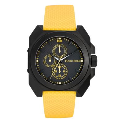 Marc Ecko Men's Exclusive Yellow Strap Black Dial Watch