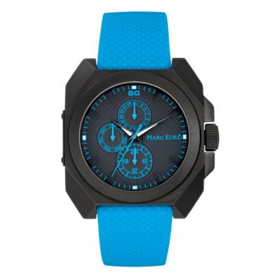 Marc Ecko Men's Blue Strap Black Dial Watch