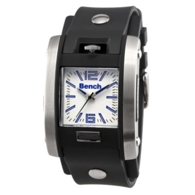 Bench Men's White Square Dial Black Resin Strap Watch - Product number 8515123