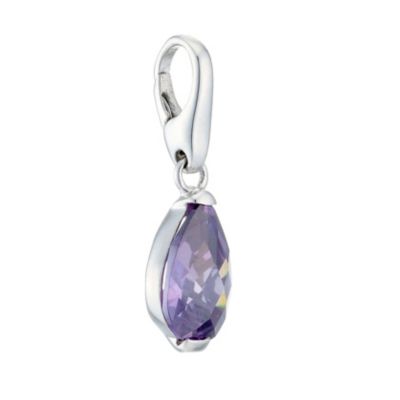 Lucky Charms - sterling silver purple cubic zirconia pear drop charm - Product number 8516294