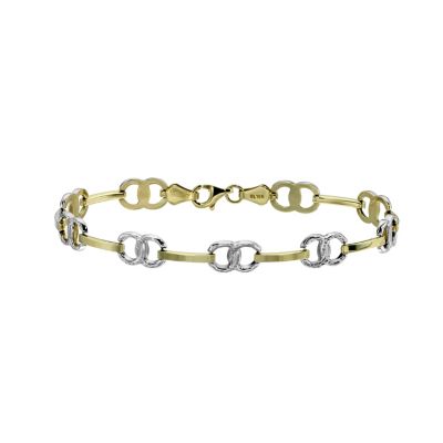 9ct Two Colour Gold Figure Of Eight Bracelet