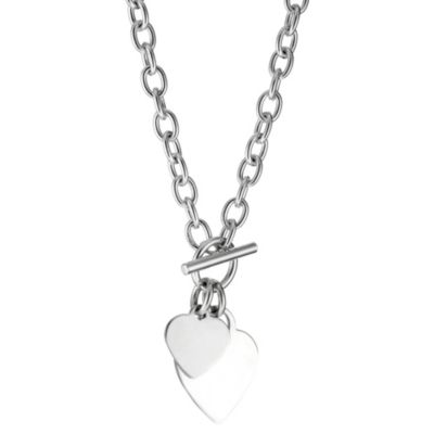 De Montfort sterling silver double heart charm necklace