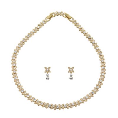 Oliver Weber Gold Plated Stone Set Necklace and Earrings Set