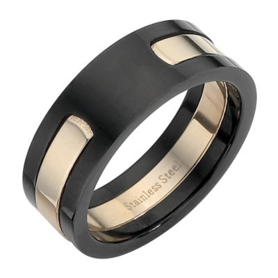 Stainless Steel Black and Pink Ring Medium - U