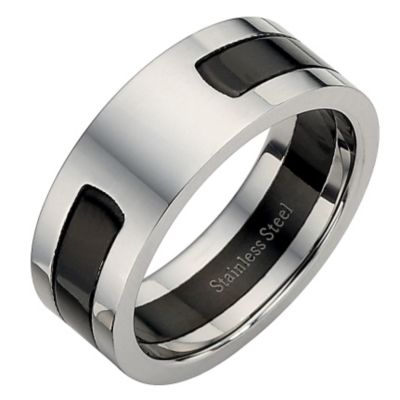 Stainless Steel and Black Centre Ring Large - X1/2