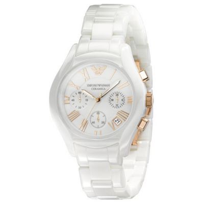 Emporio Armani ladies' white ceramic chronograph - Product number 8525307