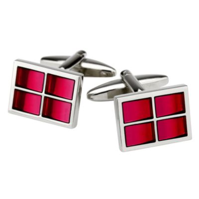 H Samuel Red Enamel Square Cufflinks