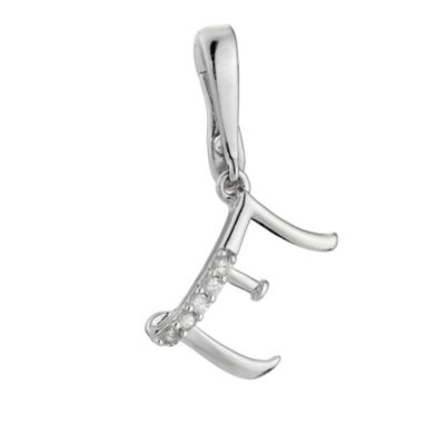 9ct white gold diamond initial E - Product number 8528411