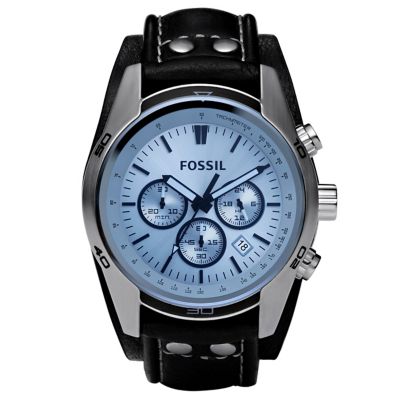 Fossil Men's Chronograph Black Leather Cuff WatchFossil Men's Chronograph Black Leather Cuff Watch