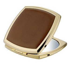 Tan Leather Square Compact Mirror