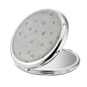 Silver Ostrich Effect Compact Mirror